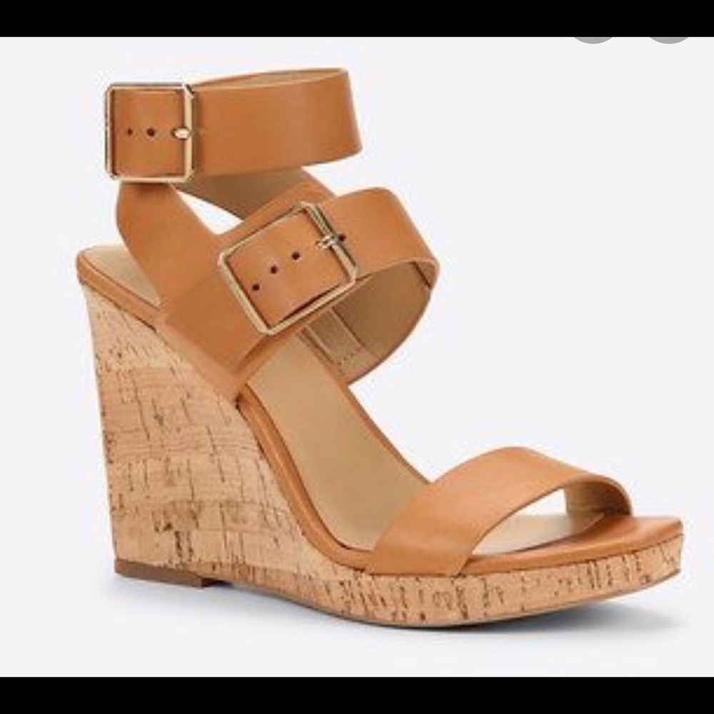 Ann Taylor Sylvie Cork Leather Wedges
